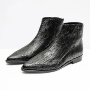 Zadig & Voltaire Black Woven Leather Ankle Booties